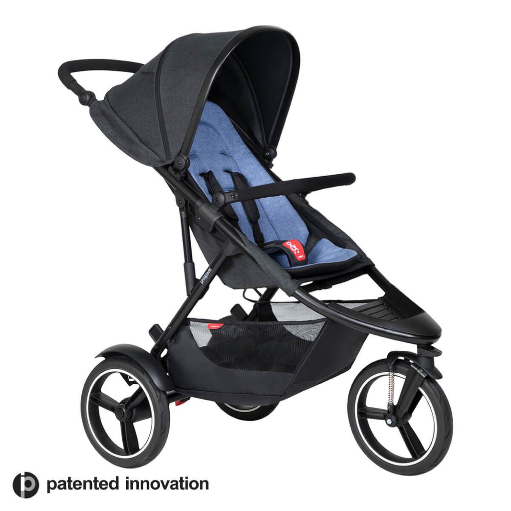 phil and teds inline double stroller dash™ urban inline® buggy | converts to a double | push