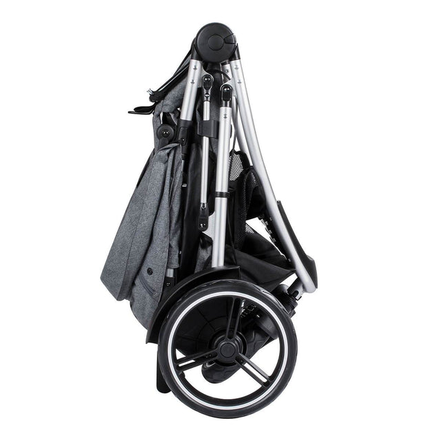phil&teds dash lightweight inline stroller compact fold in grey marl side view_grey marl