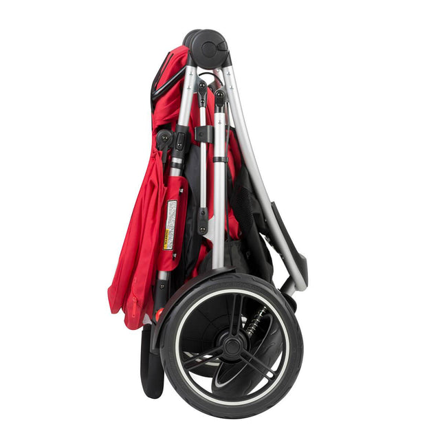 phil&teds dash lightweight inline stroller compact fold in red side view_red