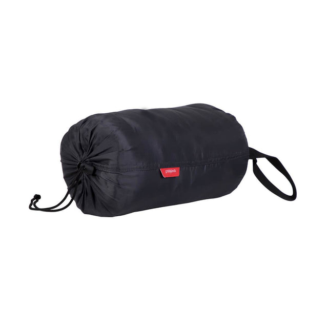 phil&teds snuggle & snooze sleeping bag in charcoal compactly packed front view_charcoal