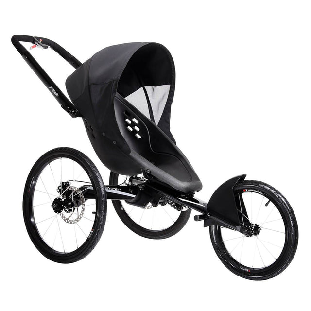 phil&teds sub 4 jogging stroller with sunhood attached 3/4 view_black
