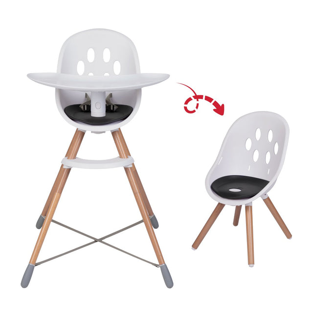 phil&teds award winning poppy high chair with wood legs showing dual high chair and my chair modes_black seat liner