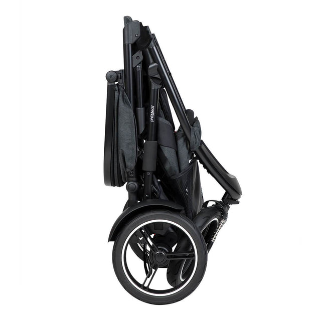 phil&teds dash buggy compactly folded side view_charcoal