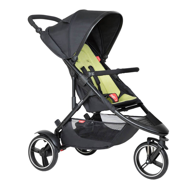 phil&teds dot buggy with apple liner 3/4 view_apple