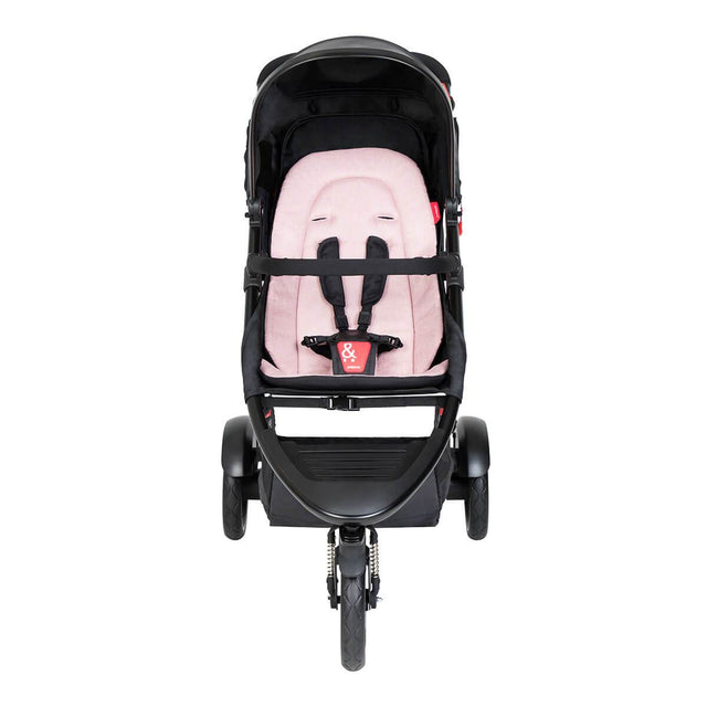 phil&teds dot buggy with blush liner front view_blush