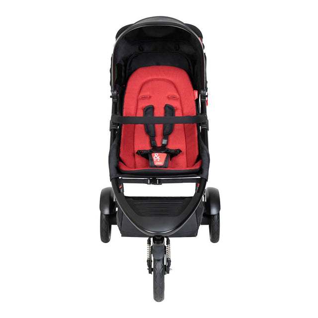 phil&teds dot buggy with chilli liner front view_chilli