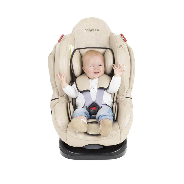 phil&teds evolution car seat in sand with baby front view_sand